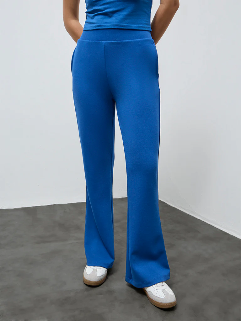 Nuoflexx Blue Solid High-Rise Pants - Image 2