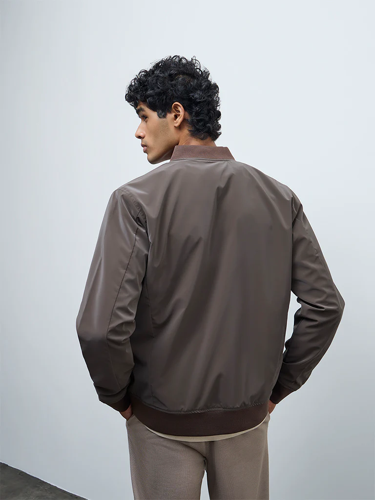 Nuoflexx Brown Relaxed-Fit Bomber Jacket - Image 5