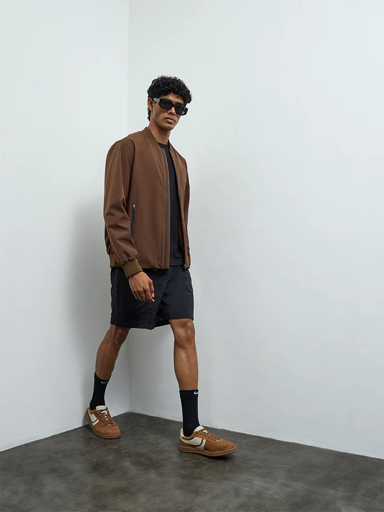 Nuoflexx Brown Relaxed-Fit Bomber Jacket - Image 3