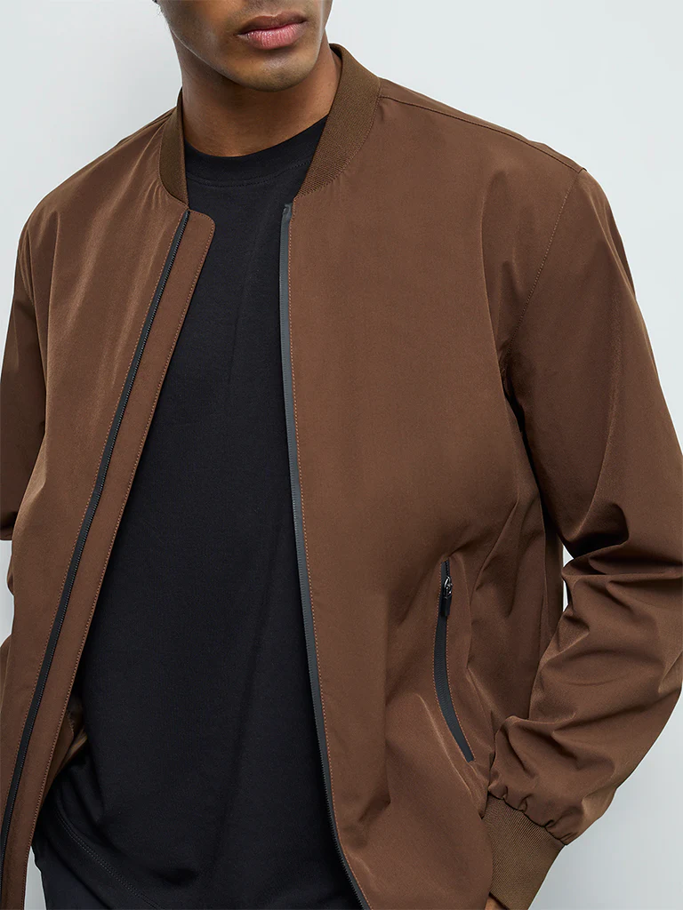 Nuoflexx Brown Relaxed-Fit Bomber Jacket - Image 4