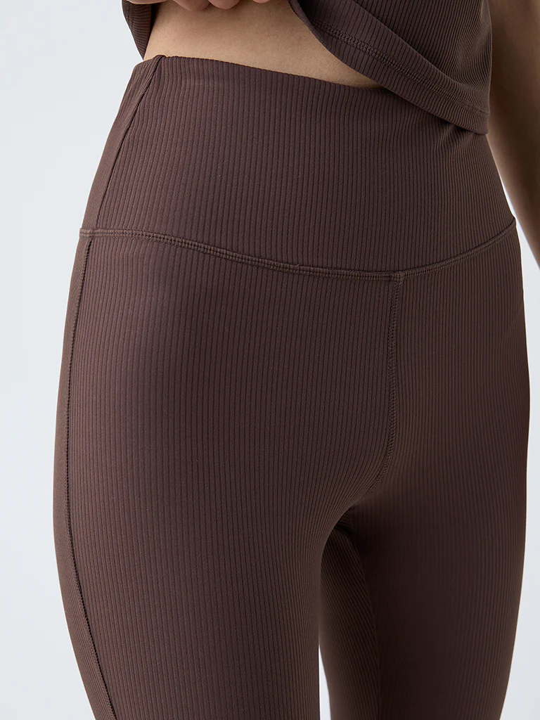 Nuoflexx Brown Ribbed High-Rise Pants - Image 3