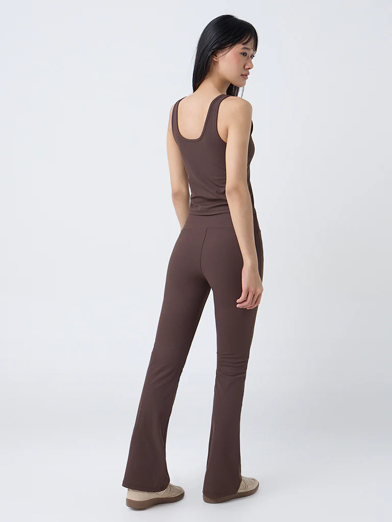 Nuoflexx Brown Ribbed High-Rise Pants - Image 4