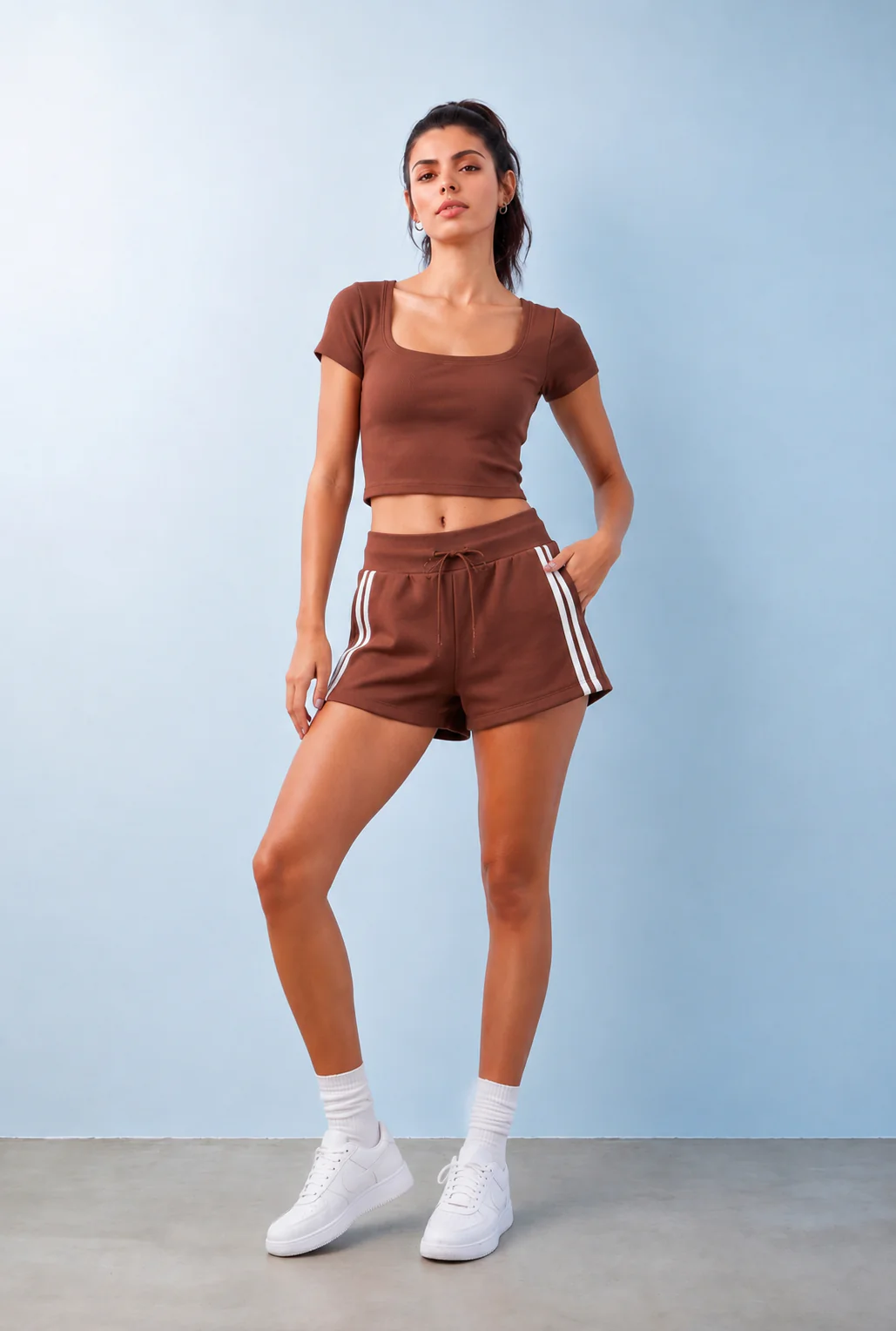 Nuoflexx Brown Ribbed Top