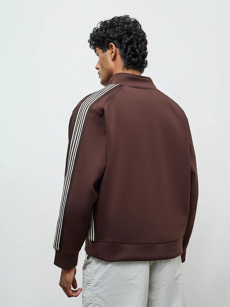 Nuoflexx Brown Striped Relaxed-Fit Jacket - Image 4