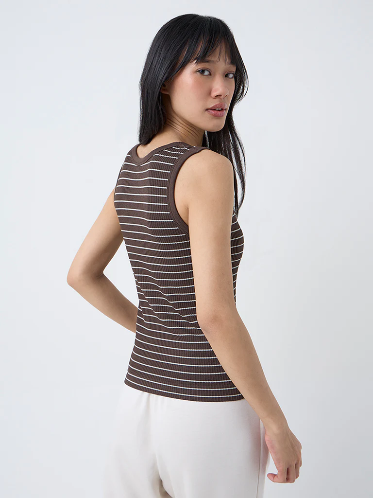 Nuoflexx Brown Striped Tank Top - Image 4