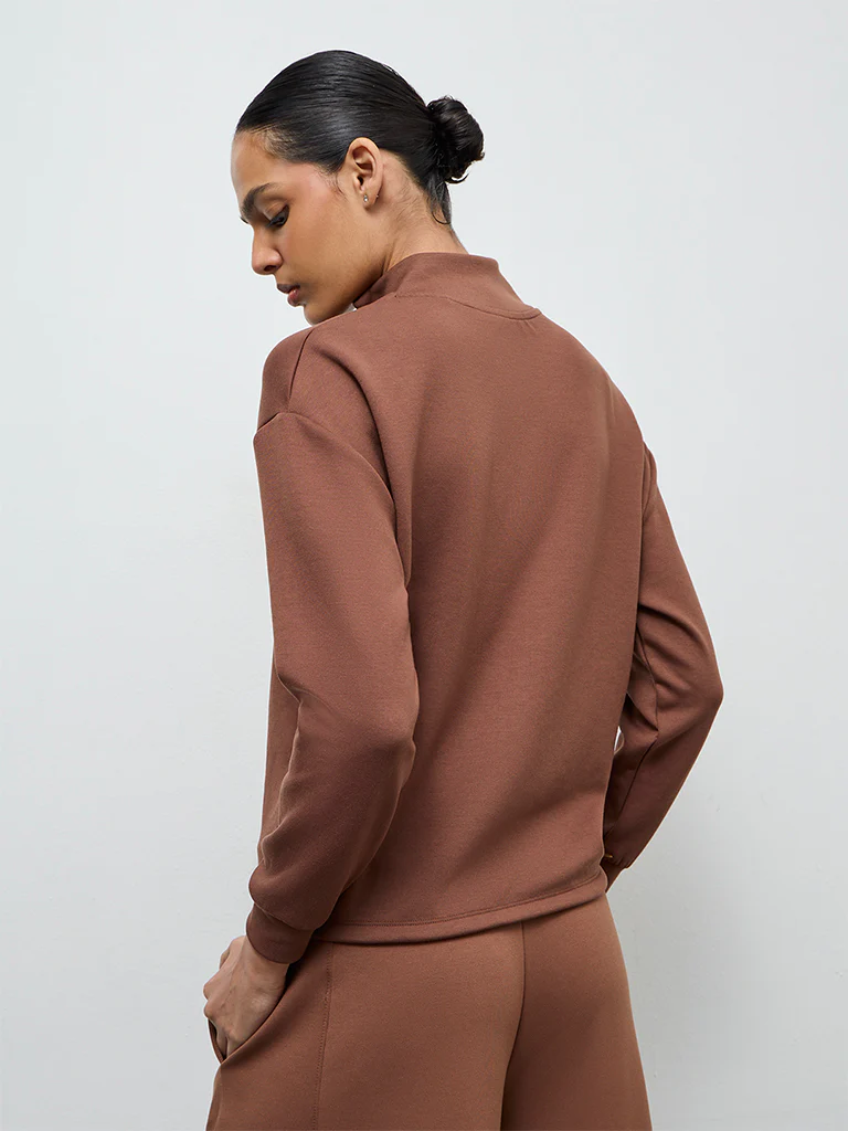 Nuoflexx Brown Text-Detail Sweatshirt - Image 4