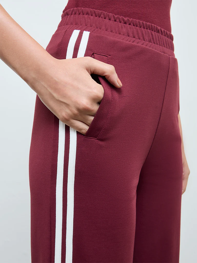Nuoflexx Burgundy Striped Track Pants - Image 3