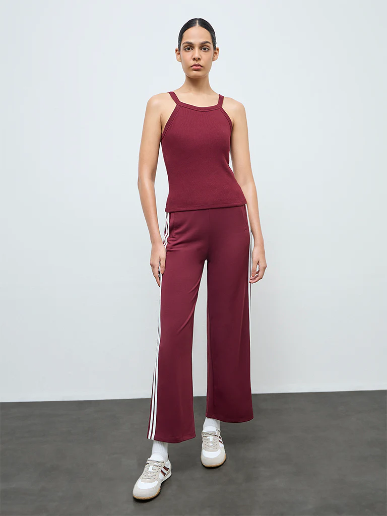 Nuoflexx Burgundy Textured Cotton-Blend Tank Top - Image 2