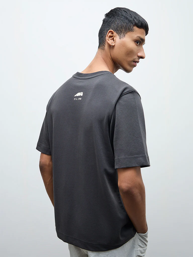 Nuoflexx Charcoal Relaxed-Fit Cotton-Blend T-Shirt - Image 4