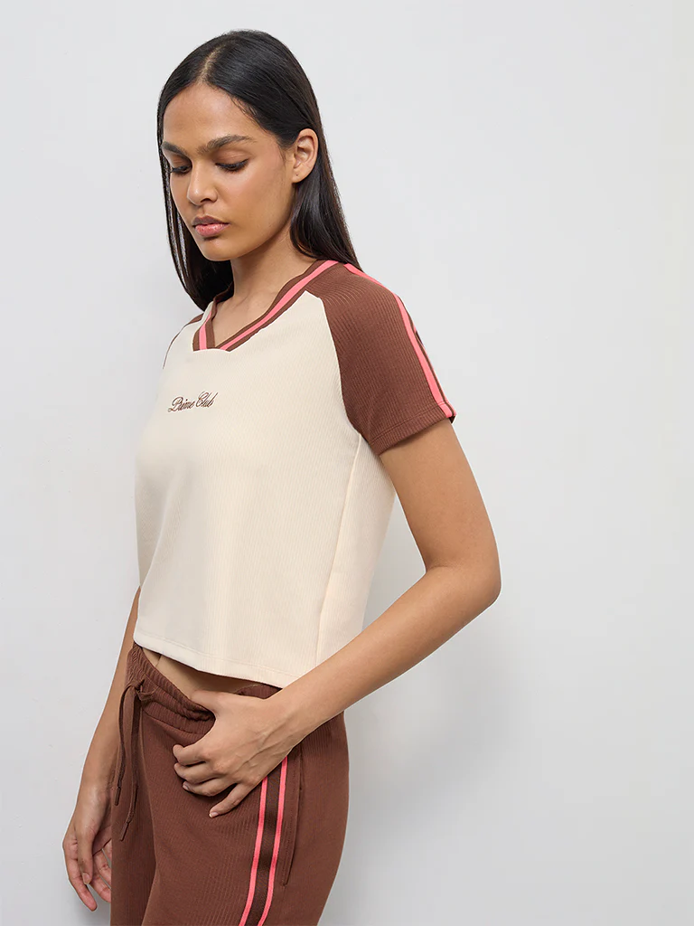 Nuoflexx Cream Color-Blocked T-Shirt - Image 2
