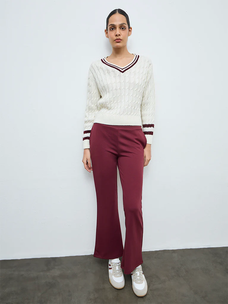 Nuoflexx Cream Knit-Textured Sweater - Image 2