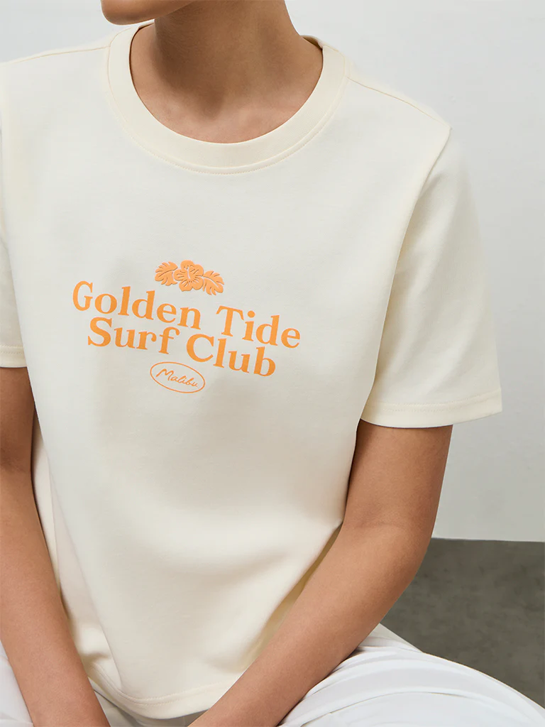 Nuoflexx Cream Printed Cotton-Blend T-Shirt - Image 3
