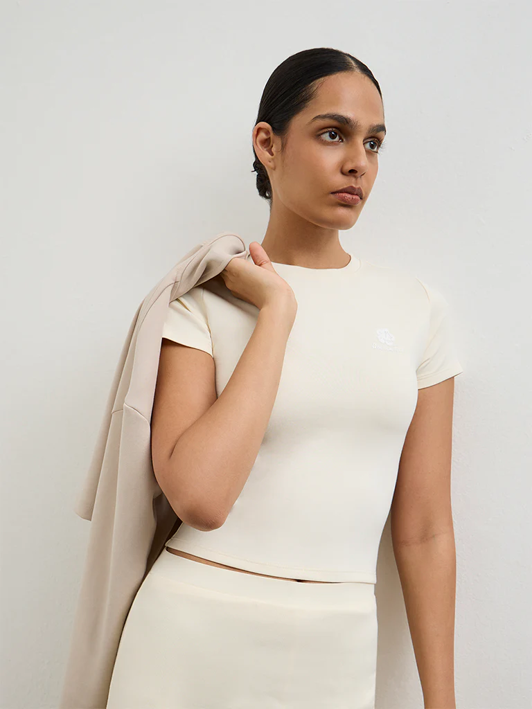 Nuoflexx Cream Printed T-Shirt