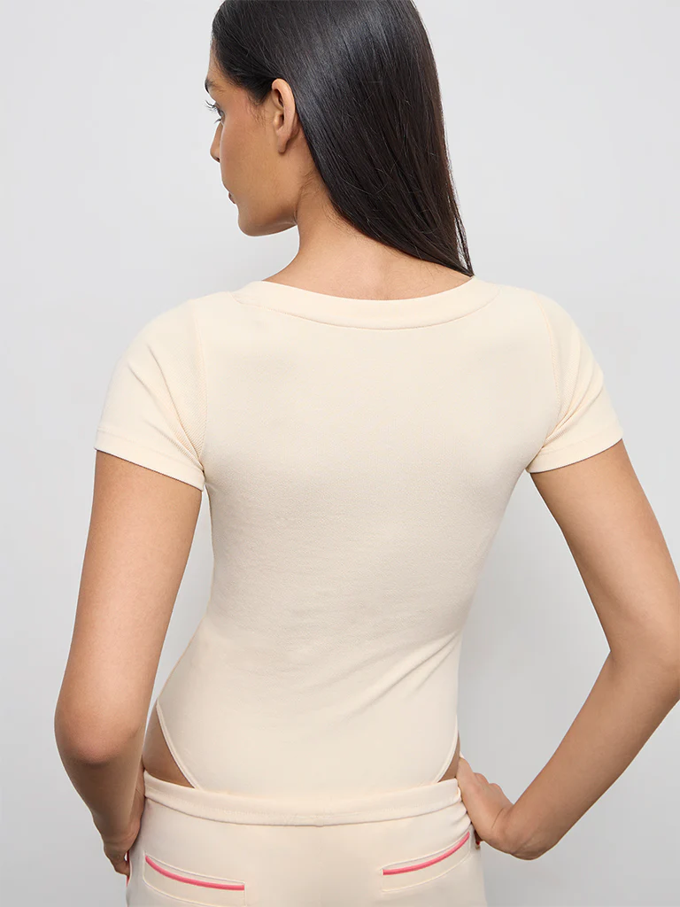 Nuoflexx Cream Ribbed Bodysuit - Image 4