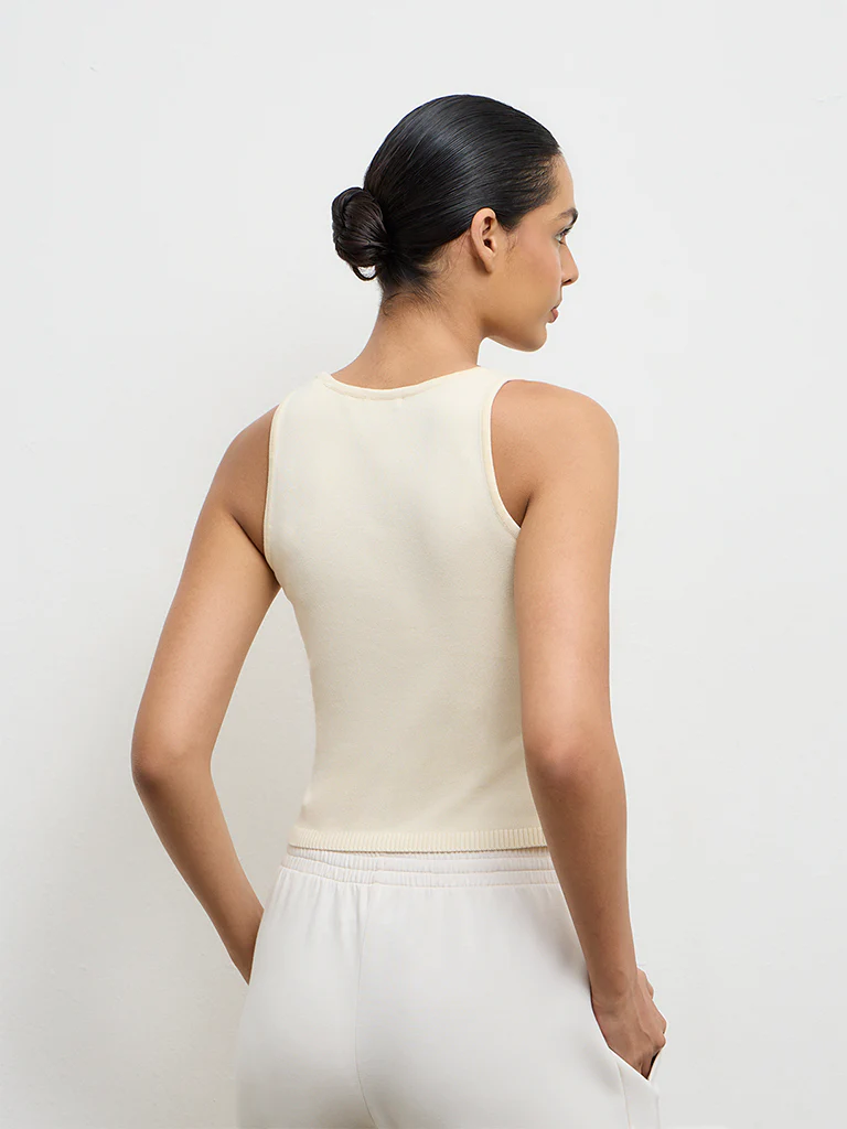 Nuoflexx Cream Ribbed Tank Top - Image 4