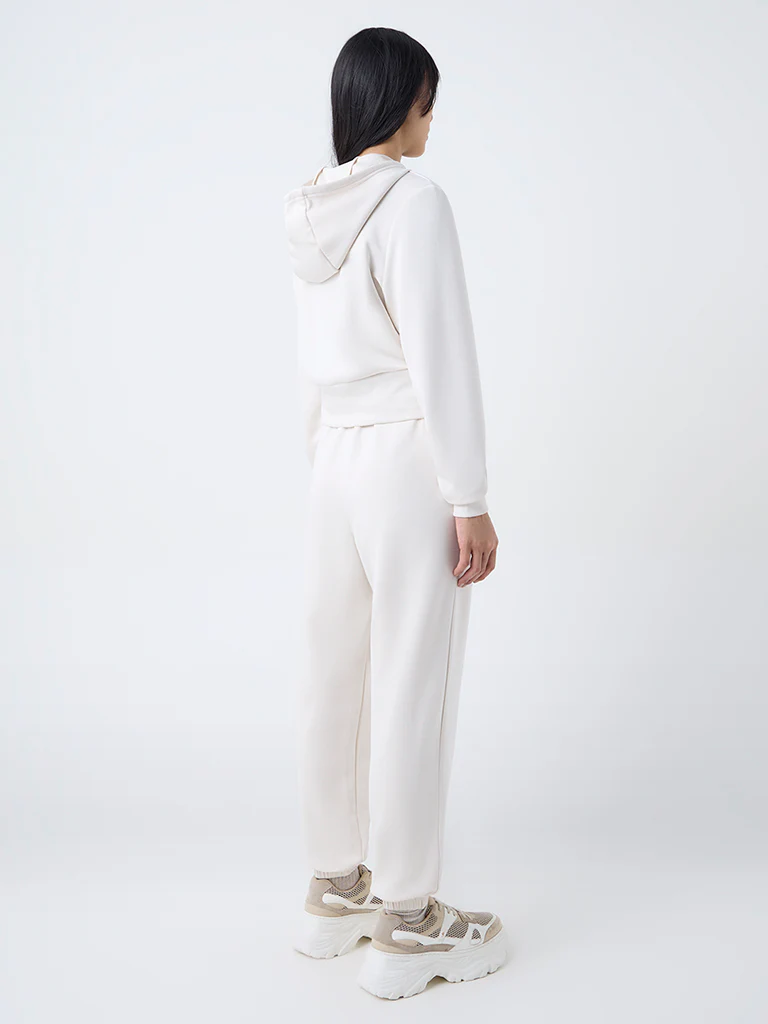Nuoflexx Cream Solid High-Rise Joggers - Image 4
