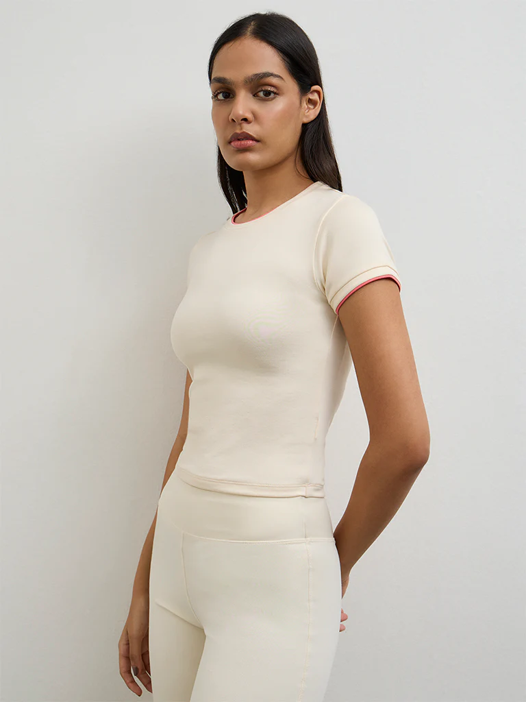 Nuoflexx Cream Solid T-Shirt - Image 2