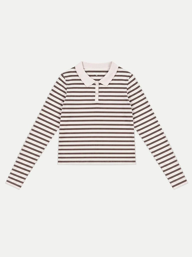 Nuoflexx Cream Striped Cotton-Blend T-Shirt - Image 5