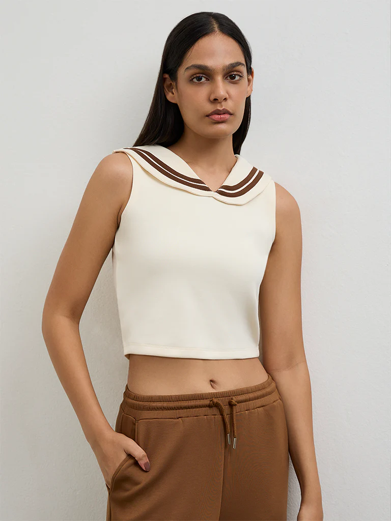 Nuoflexx Cream Striped Top - Image 2