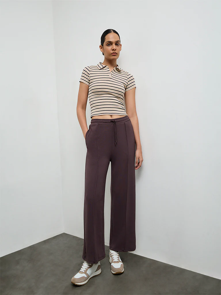 Nuoflexx Dark Brown High-Rise Track Pants