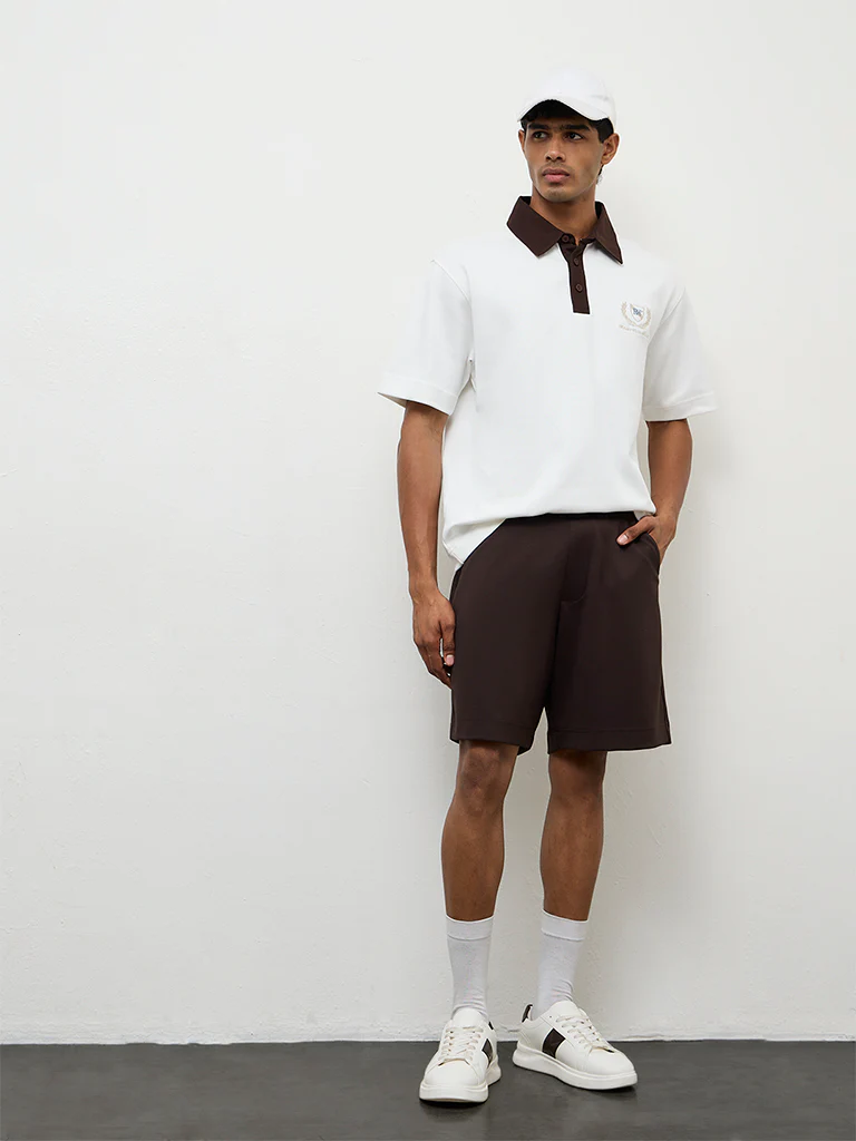 Nuoflexx Dark Brown Relaxed Fit Mid-Rise Shorts - Image 2