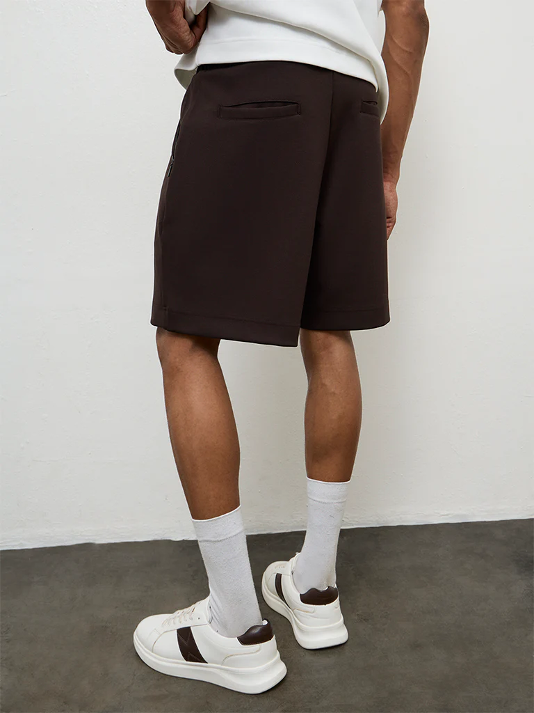 Nuoflexx Dark Brown Relaxed Fit Mid-Rise Shorts - Image 4