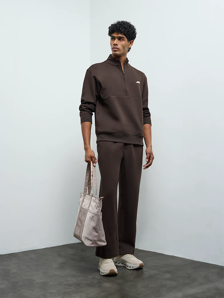 Nuoflexx Dark Brown Text Detailed Relaxed-Fit Sweatshirt - Image 3