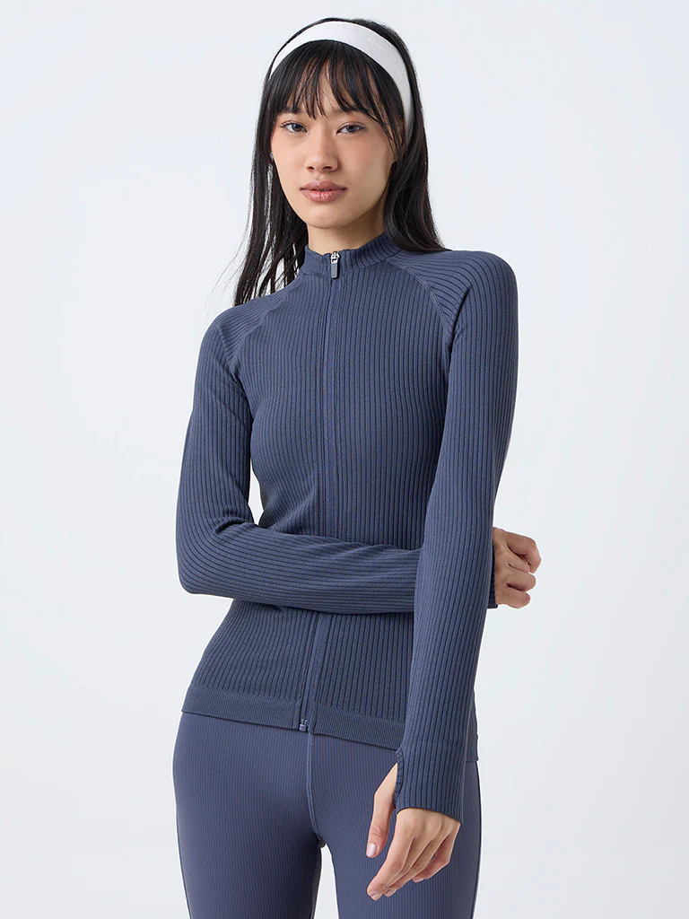 Nuoflexx Dark Grey Ribbed-Textured Jacket - Image 2