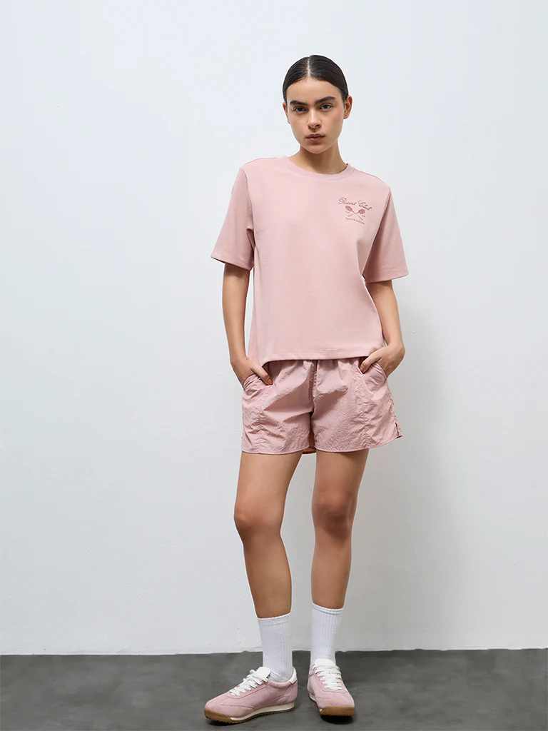 Nuoflexx Dusty Pink Printed Cotton-Blend T-Shirt - Image 2