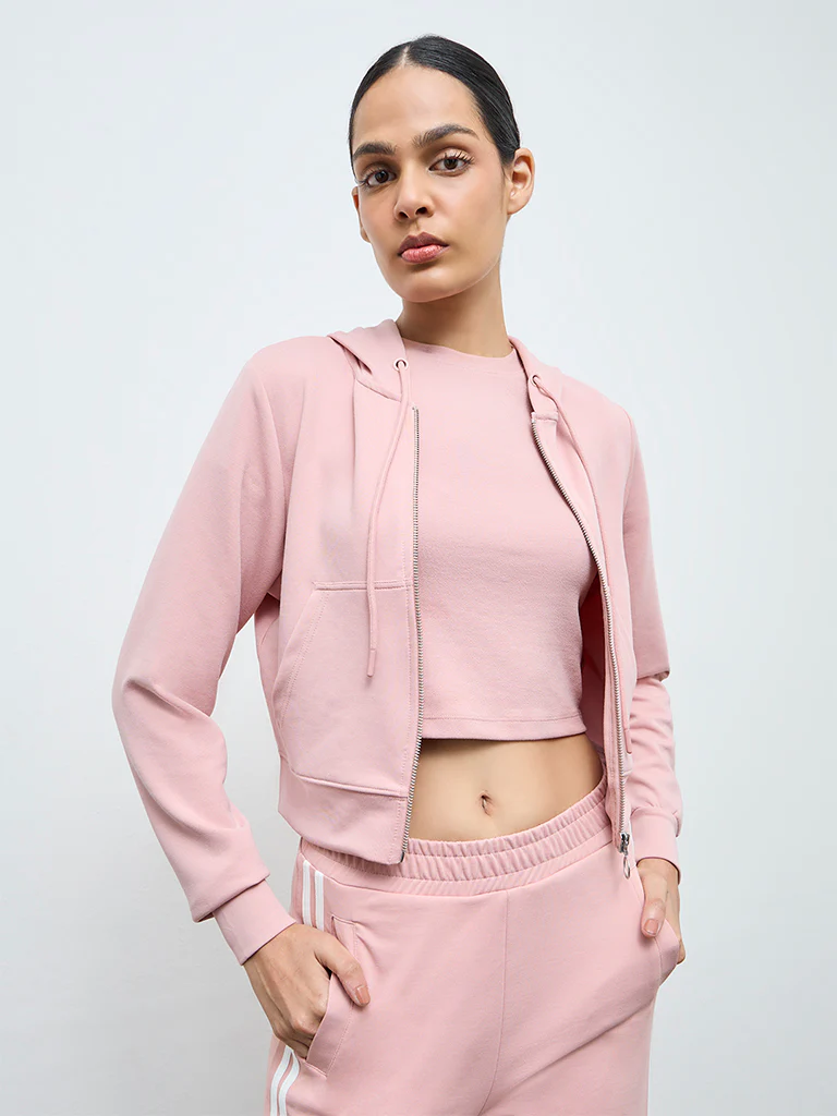 Nuoflexx Dusty Pink Solid Hooded Jacket