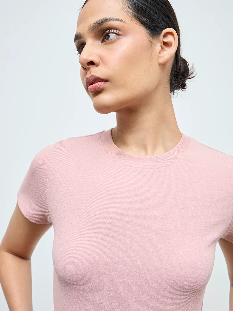 Nuoflexx Dusty Pink Solid T-Shirt - Image 3