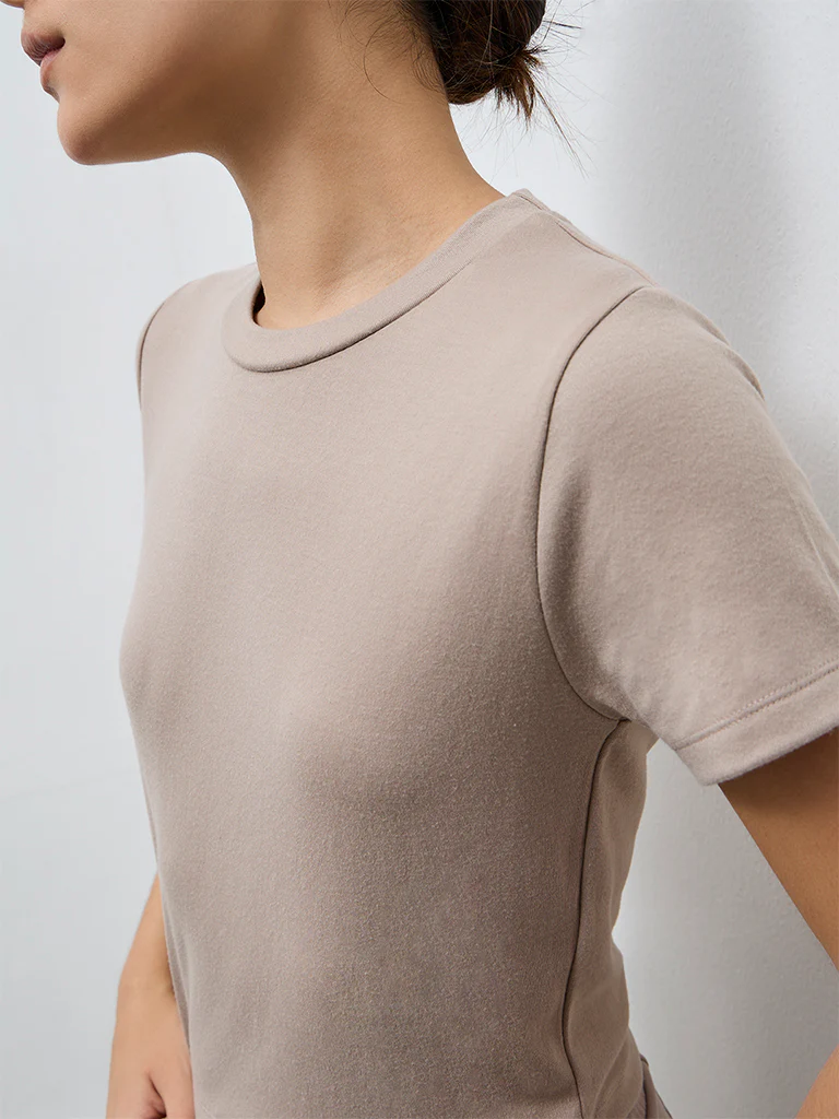 Nuoflexx Dusty Taupe Solid T-Shirt - Image 3