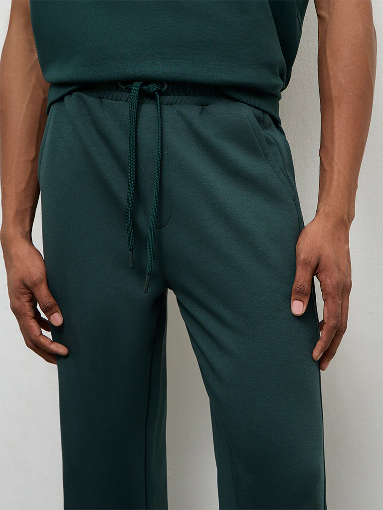 Nuoflexx Green Relaxed Fit Mid-Rise Cotton-Blend Track Pants - Image 4