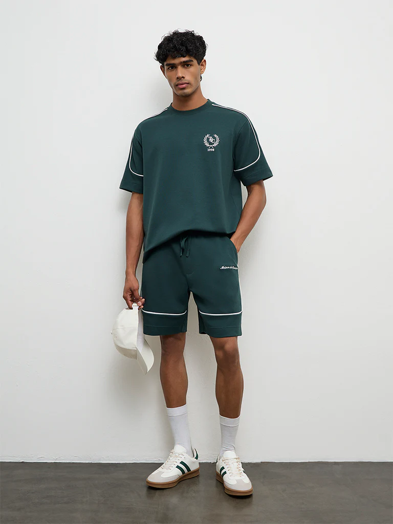 Nuoflexx Green Text-Design Relaxed Fit Cotton-Blend T-Shirt - Image 2
