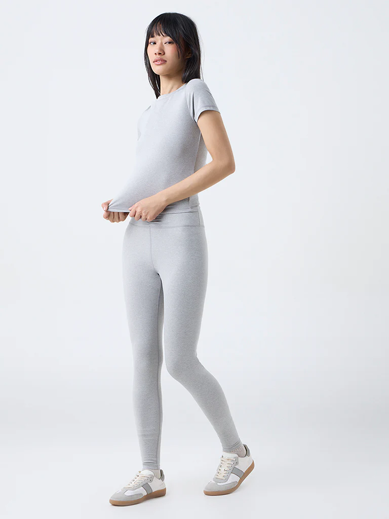 Nuoflexx Grey Ruched High-Rise Leggings