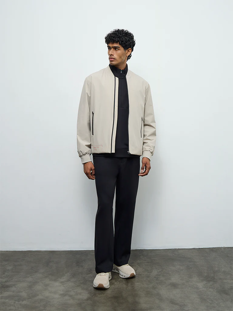 Nuoflexx Light Beige Relaxed-Fit Bomber Jacket - Image 3
