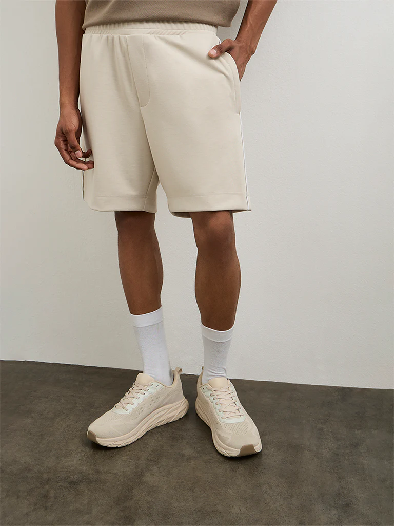 Nuoflexx Light Beige Relaxed Fit Mid-Rise Shorts - Image 2