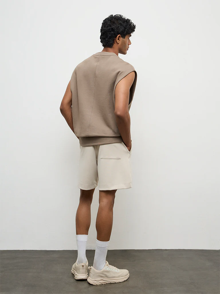 Nuoflexx Light Beige Relaxed Fit Mid-Rise Shorts - Image 4