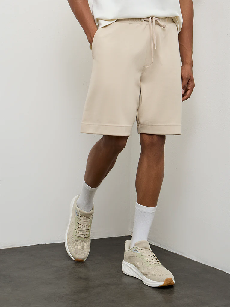 Nuoflexx Light Beige Relaxed-Fit Mid-Rise Shorts - Image 3