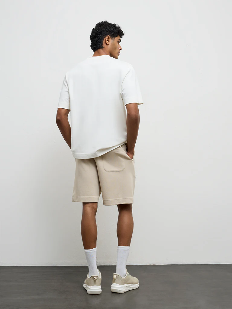 Nuoflexx Light Beige Relaxed-Fit Mid-Rise Shorts - Image 5