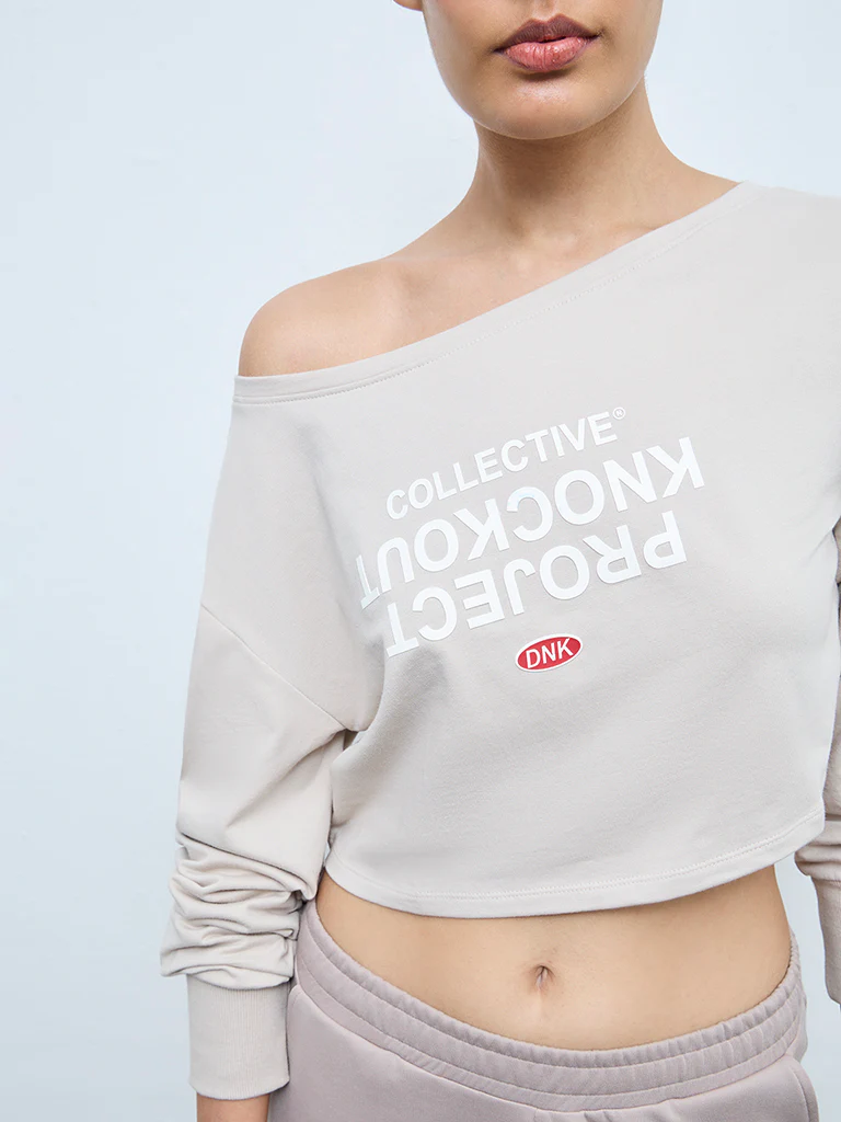 Nuoflexx Light Beige Text Design Cotton-Blend T-Shirt - Image 3