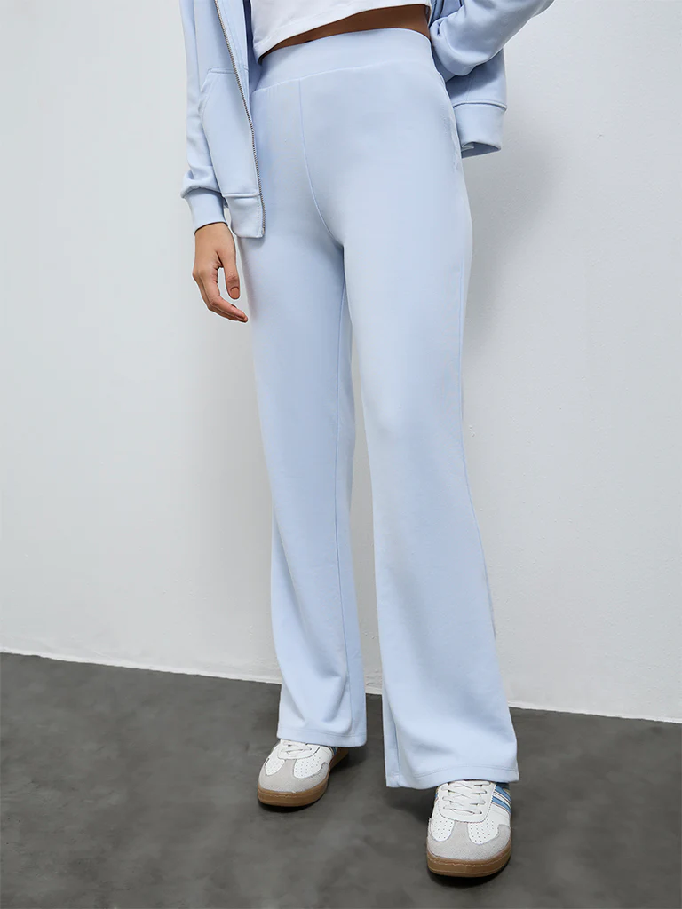 Nuoflexx Light Blue Solid High-Rise Pants - Image 2