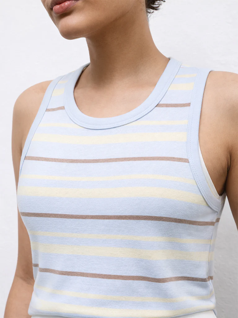 Nuoflexx Light Blue Striped Cotton Top - Image 3