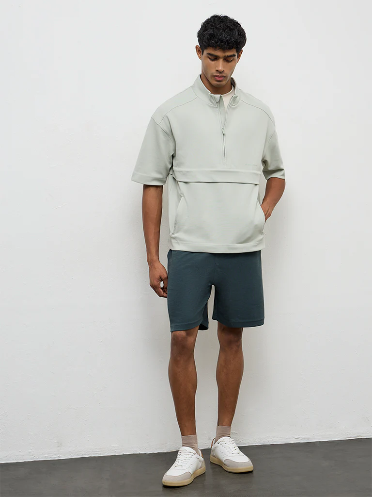 Nuoflexx Mint Relaxed-Fit Cotton-Blend Quarter-Zip Sweatshirt