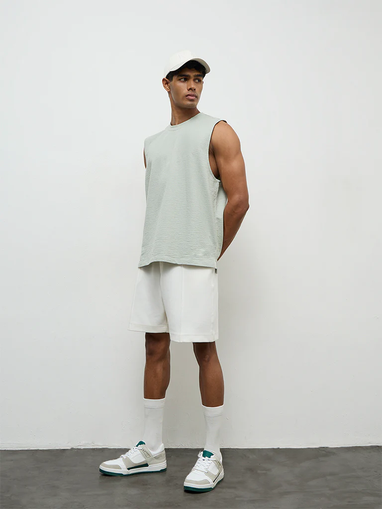Nuoflexx Mint Textured Relaxed-Fit Cotton-Blend T-Shirt - Image 3