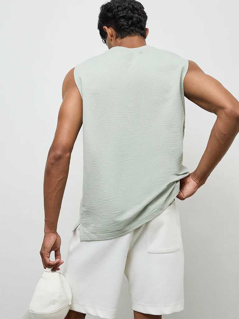 Nuoflexx Mint Textured Relaxed-Fit Cotton-Blend T-Shirt - Image 5