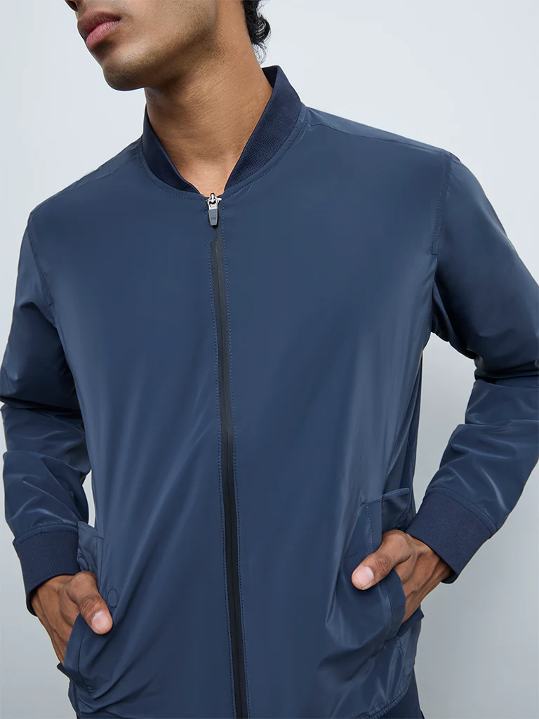 Nuoflexx Navy Relaxed-Fit Bomber Jacket - Image 3