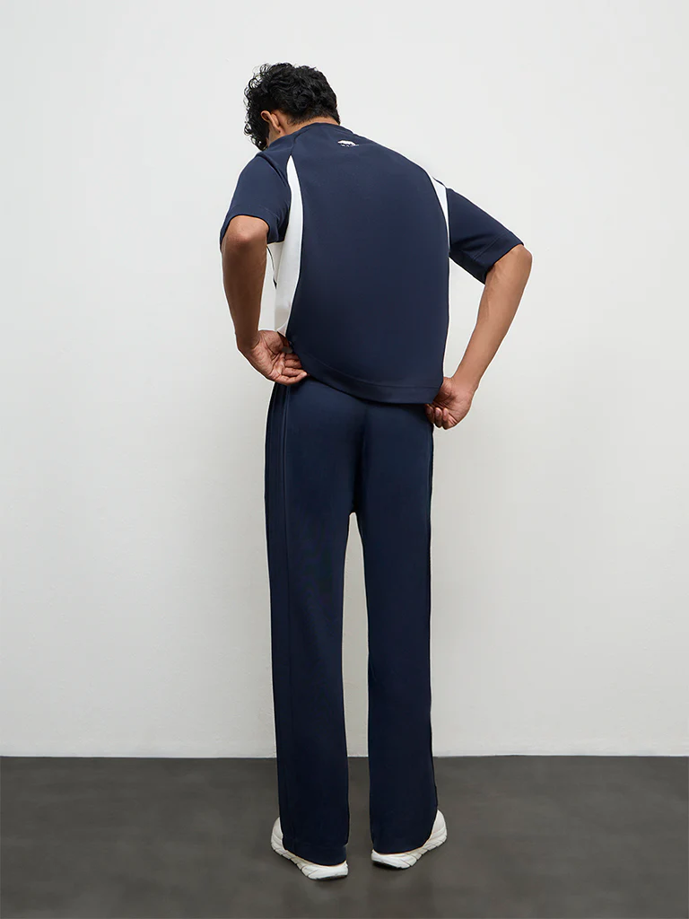 Nuoflexx Navy Relaxed Fit Mid-Rise Cotton-Blend Track Pants - Image 4