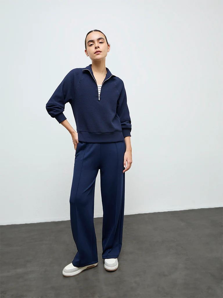 Nuoflexx Navy Ribbed Quarter-Zip Sweatshirt - Image 2