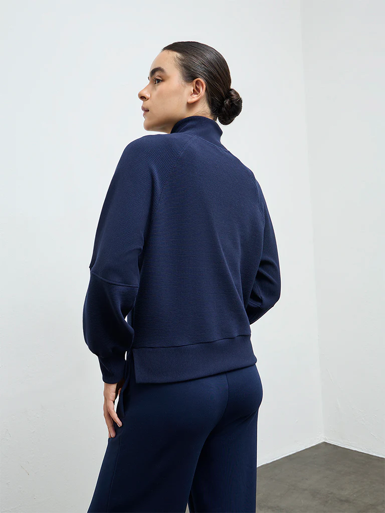 Nuoflexx Navy Ribbed Quarter-Zip Sweatshirt - Image 4